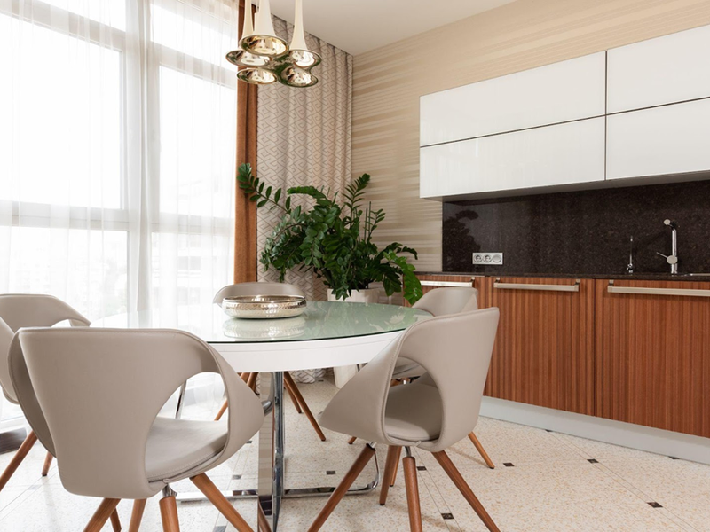 Dining set in kitchen with tile flooring